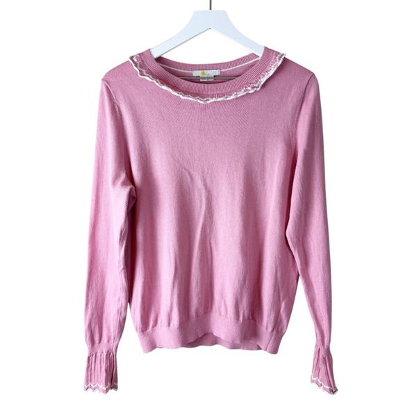 Boden Pink Cotton Wool Frill Sweater Sz‎ 10 - Picture 1 of 9